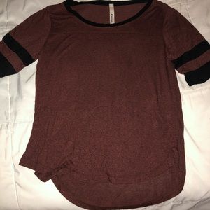 Red shirt with black linings